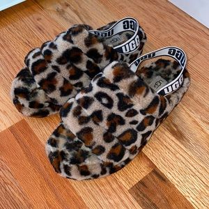 UGG fluff Yeah cheetah print slippers
